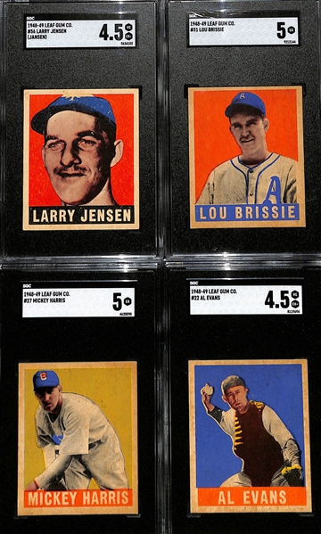 (8) Graded 1948-49 Leaf Baseball Cards w. Johnny Mize (HOF) PSA 3 & Lucius Appling (HOF) PSA 4